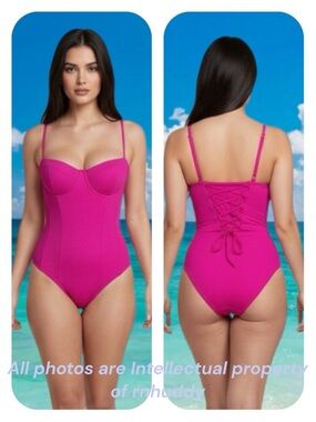 NWT TA3 L pink PUSHY reg/long Pink Shaping One Piece Swimsuit A cup